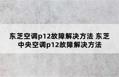 东芝空调p12故障解决方法 东芝中央空调p12故障解决方法